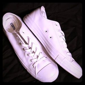 White Leather Converse, only worn once!